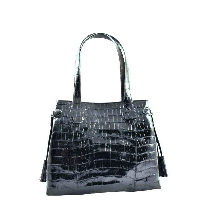 Ferrini AB5528BL Alligator Tasseled Purse Black