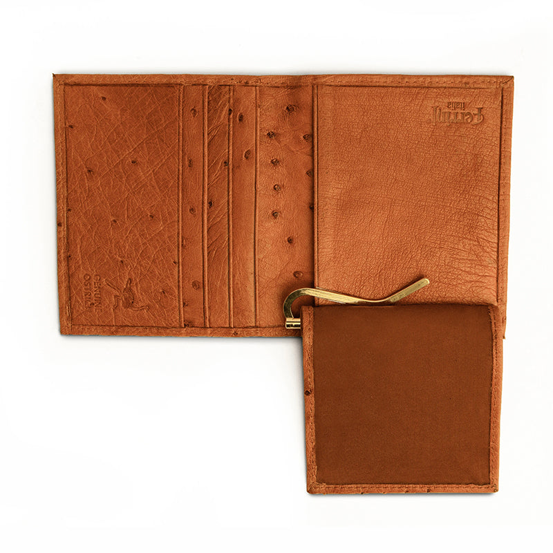 Ferrini AA8MCCG Smooth Ostrich Money Clip Cognac