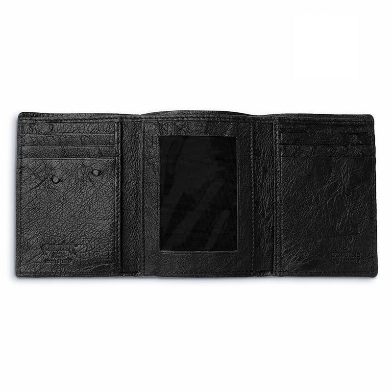 Ferrini AATFBL Full Quill Ostrich Trifold Black
