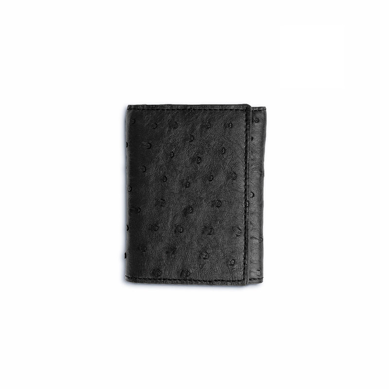 Ferrini AATFBL Full Quill Ostrich Trifold Black