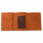 Ferrini AATFCG Full Quill Ostrich Trifold Cognac