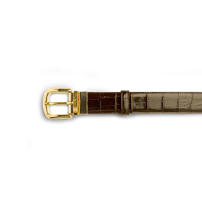 Ferrini BB6NI Alligator Straight Belt Nicotine