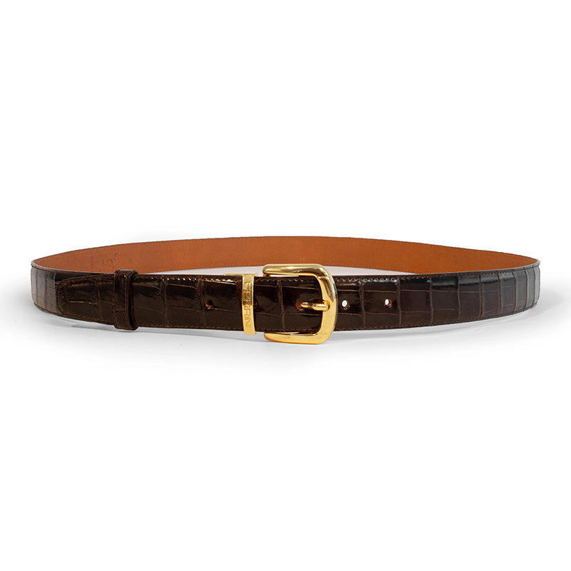 Ferrini BB6NI Alligator Straight Belt Nicotine