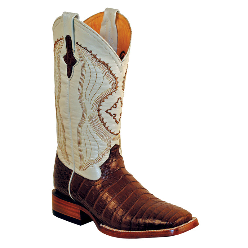 Ferrini Belly Caiman 12493-09 Exotic Boots Chocolate