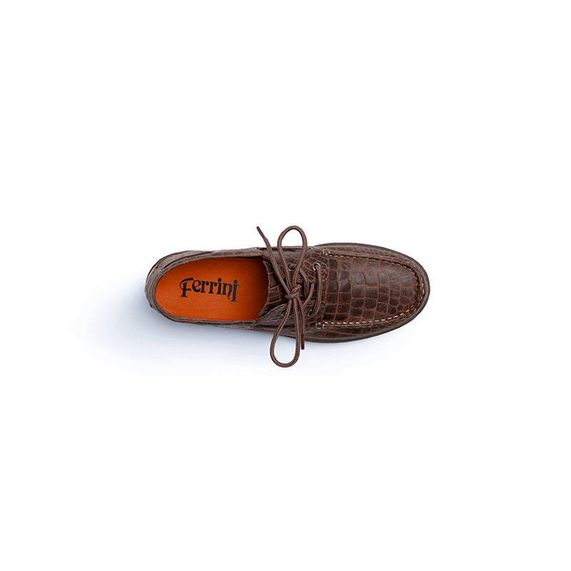Ferrini Cowhide Print 35322-10 Round Toe Loafer Brown