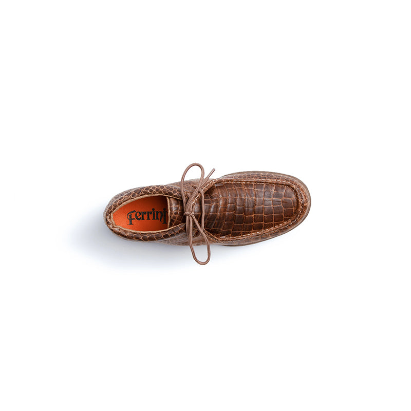 Ferrini Cowhide Print Rogue 33722-10 Round Toe Moccasin Brown