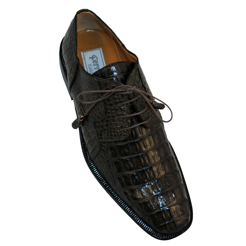 Mens Ferrini Alligator Hornback Dress Shoe in Rust main image 0