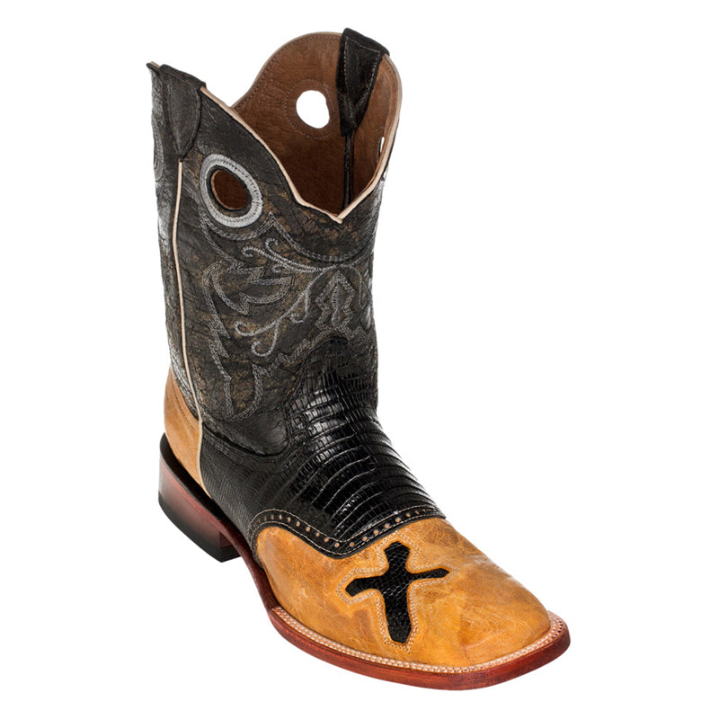 Ferrini Lizard Cross RL4 Exotic Boots Antique Saddle Black