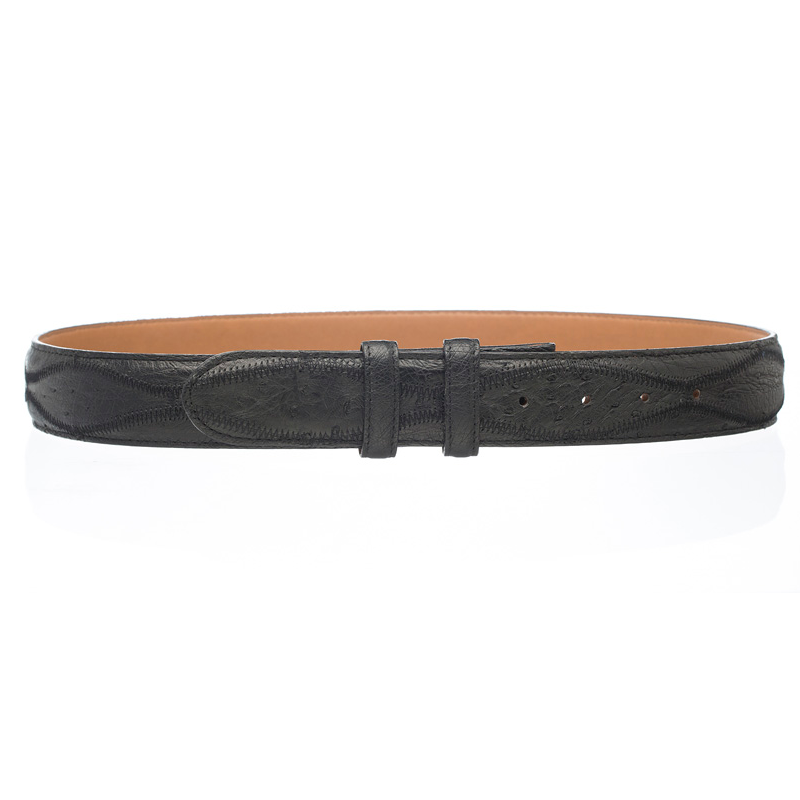 Ferrini Patchwork Ostrich Quill Belt Black