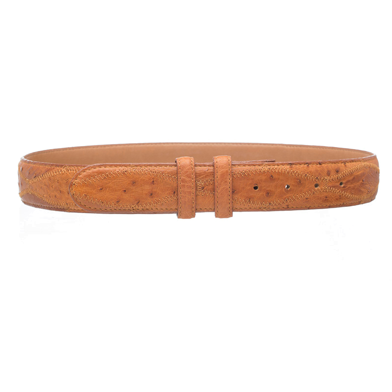 Ferrini Patchwork Ostrich Quill Belt Cognac