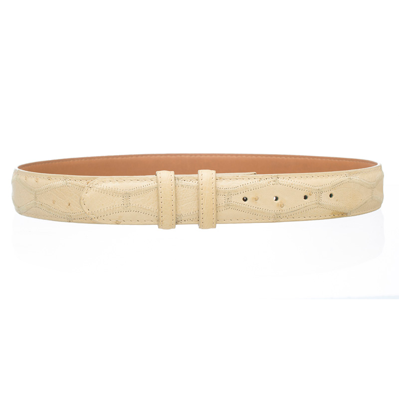 Ferrini Patchwork Ostrich Quill Belt Winter White