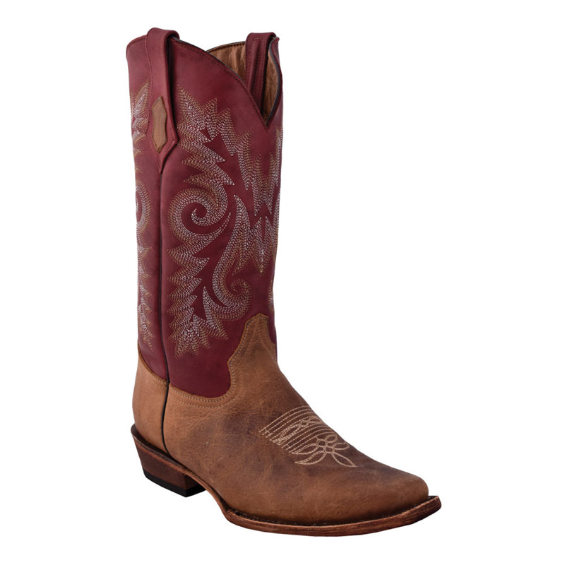 Ferrini Roughrider 12171-39 Cowhide Boots Dist Brown