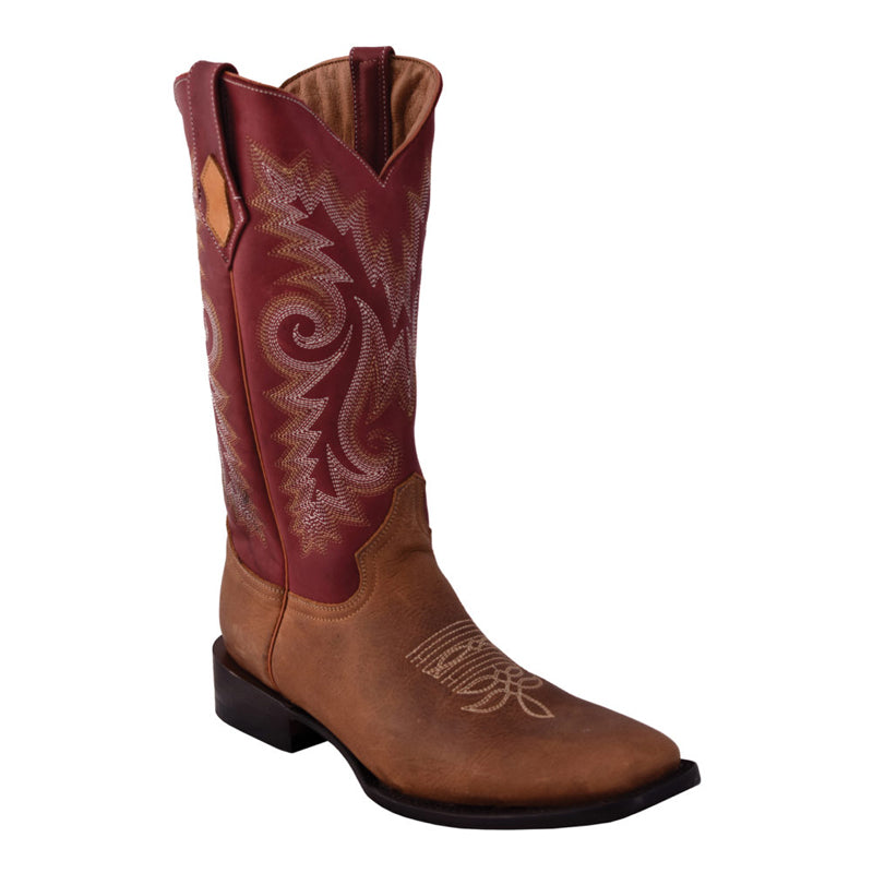 Ferrini Roughrider 12193-39 Cowhide Boots Dist Brown