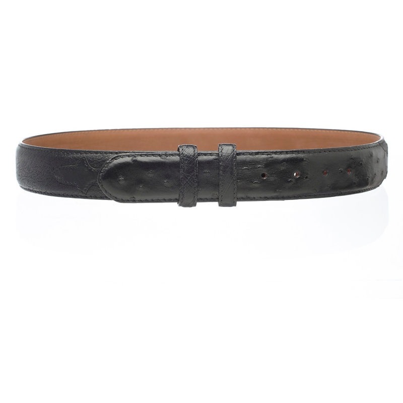 Ferrini Smooth Ostrich Quill Belt Black
