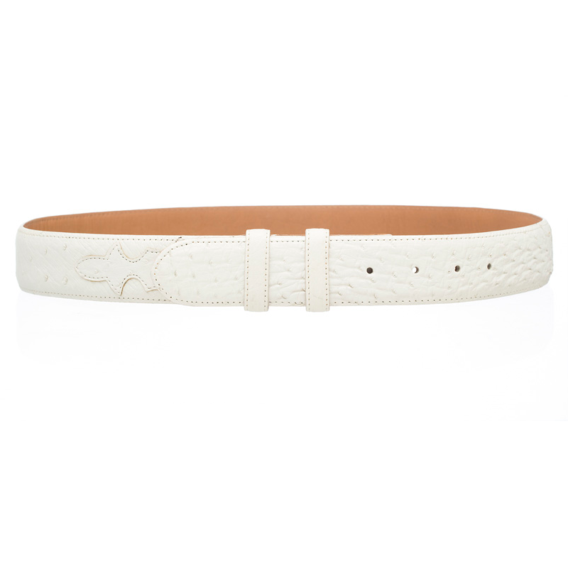 Ferrini Smooth Ostrich Quill Belt White