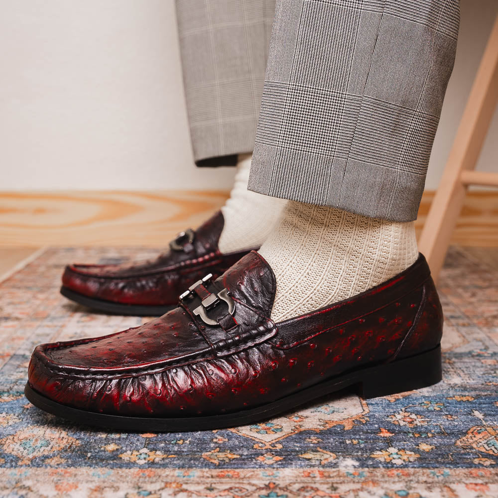 Marco Di Milano Ferrioni Ostrich Bit Loafer Black Cherry