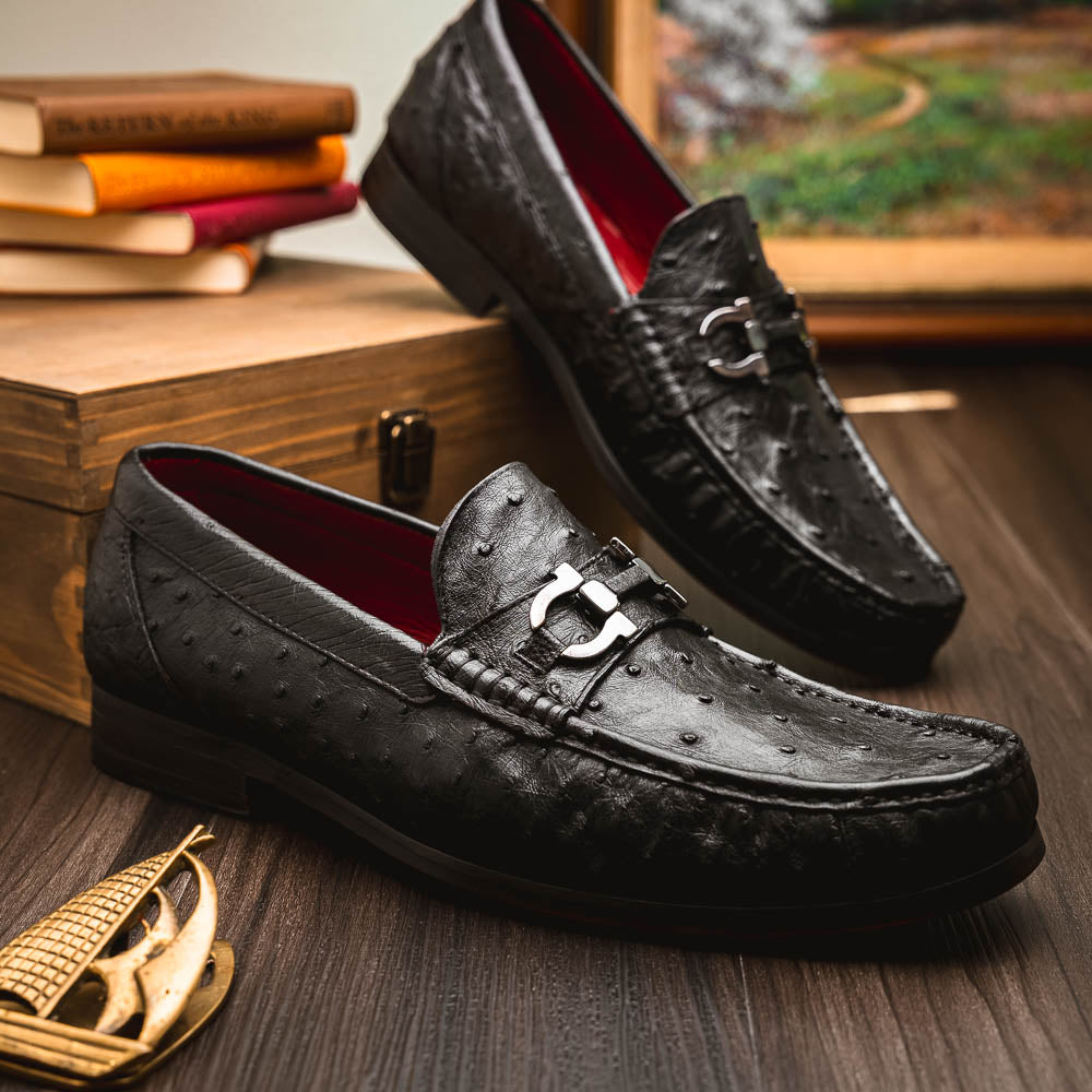 Marco Di Milano Ferrioni Ostrich Bit Loafer Black