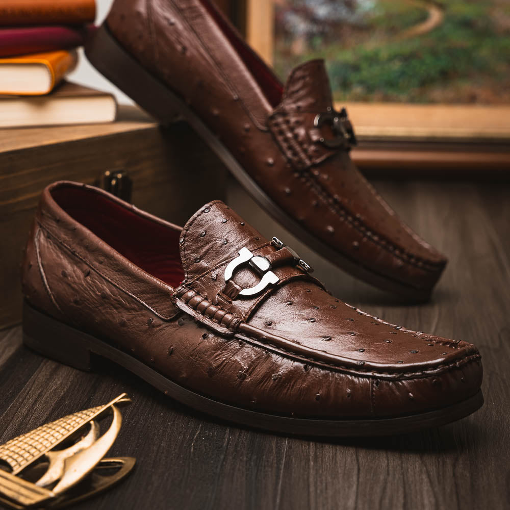 Marco Di Milano Ferrioni Ostrich Bit Loafer Brown