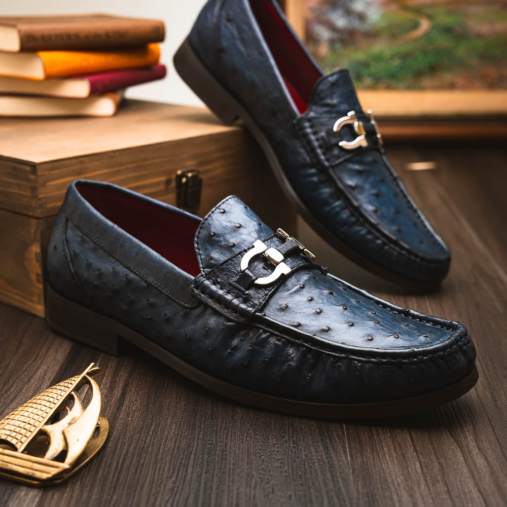 Marco Di Milano Ferrioni Ostrich Bit Loafer Navy