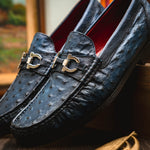 Marco Di Milano Ferrioni Ostrich Bit Loafer Navy