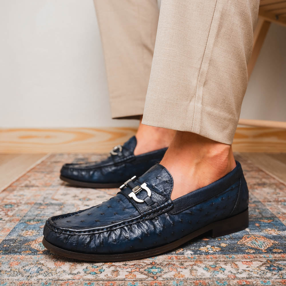 Marco Di Milano Ferrioni Ostrich Bit Loafer Navy