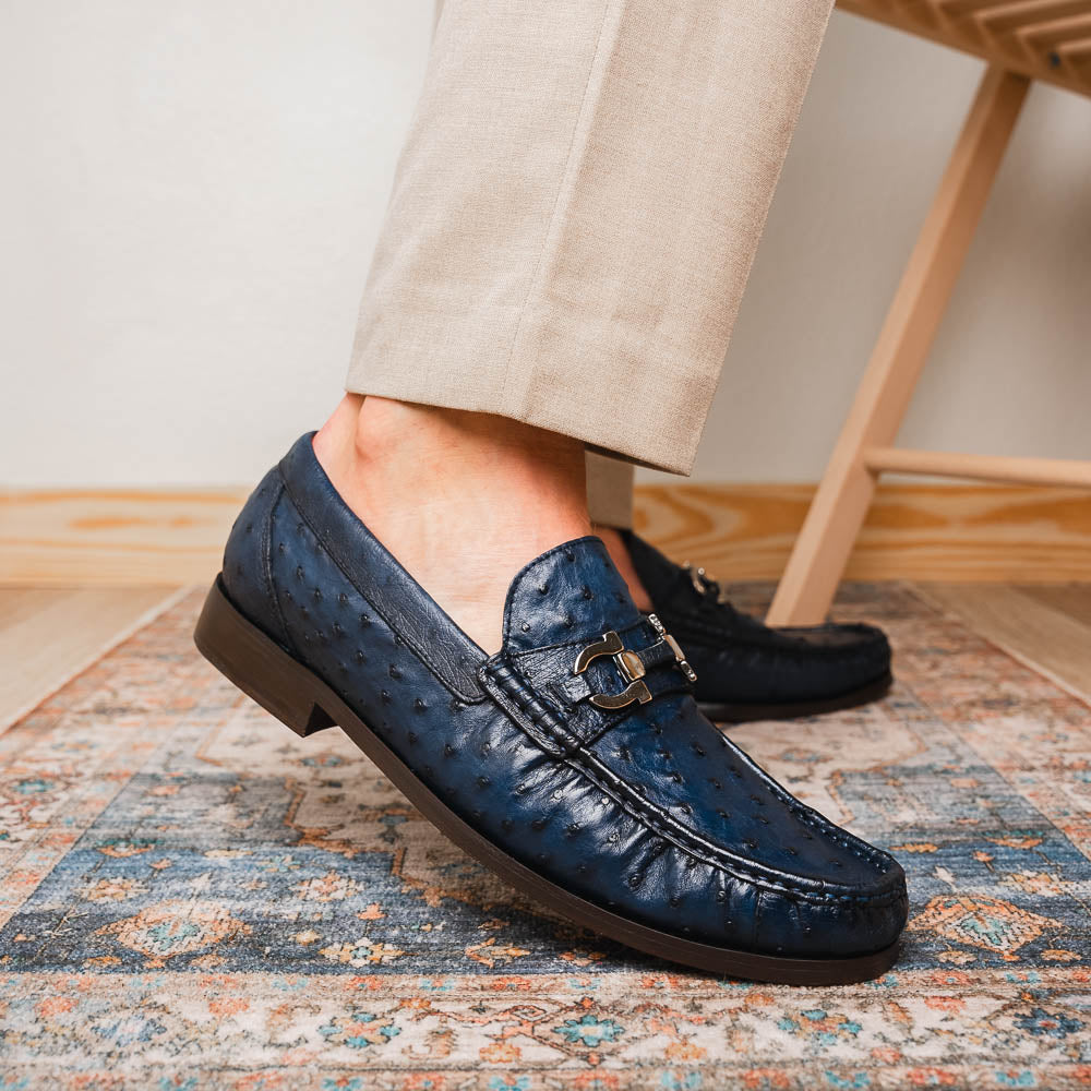 Marco Di Milano Ferrioni Ostrich Bit Loafer Navy