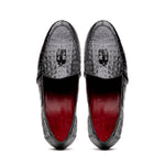 Marco Di Milano Bianchi Caiman Crocodile Tassel Loafers Black