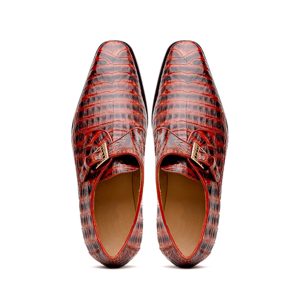 Marco Di Milano Rovigo Caiman Crocodile Monk Strap Cognac