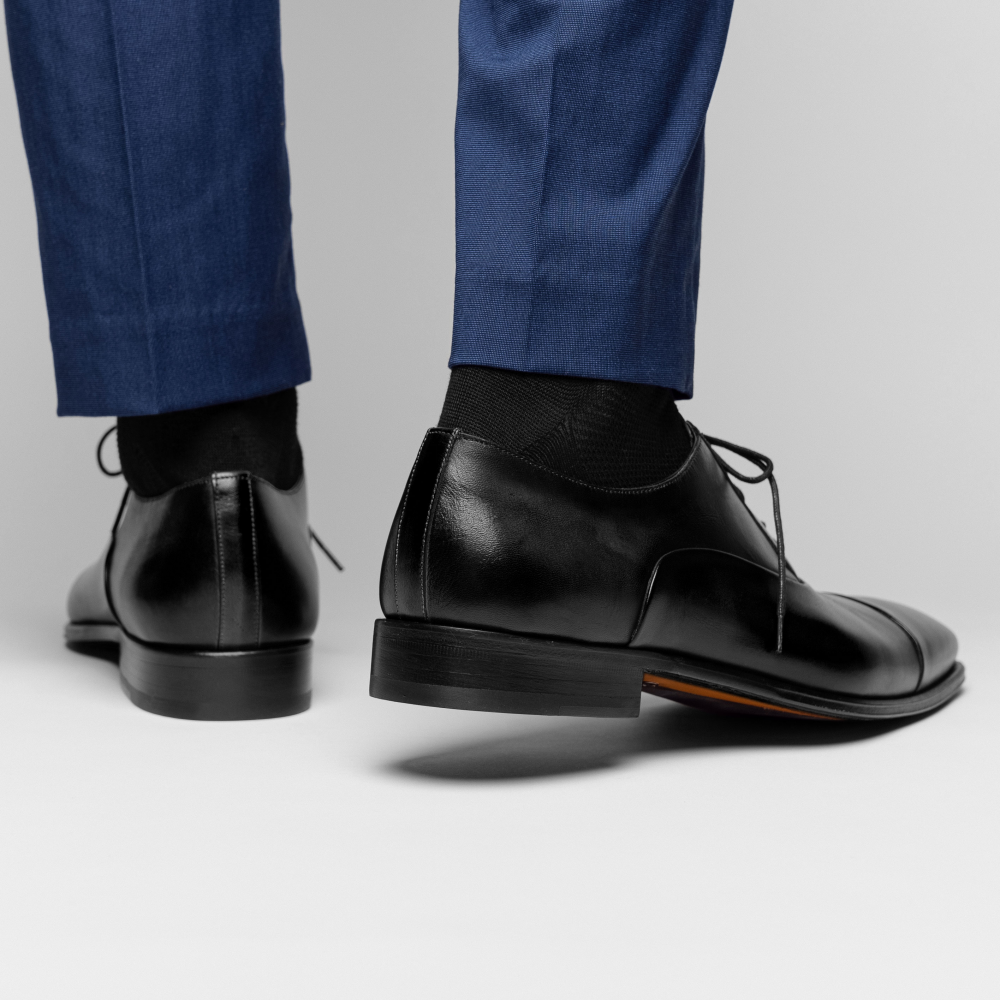 Mezlan Calfskin Folded-Seam Oxfords Black (E20245)