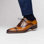 Mezlan Calfskin Folded-Seam Oxfords Cognac (E20245)