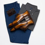 Mezlan Calfskin Folded-Seam Oxfords Cognac (E20245)