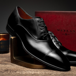 Mezlan Calfskin Folded-Seam Oxfords Black (E20245)