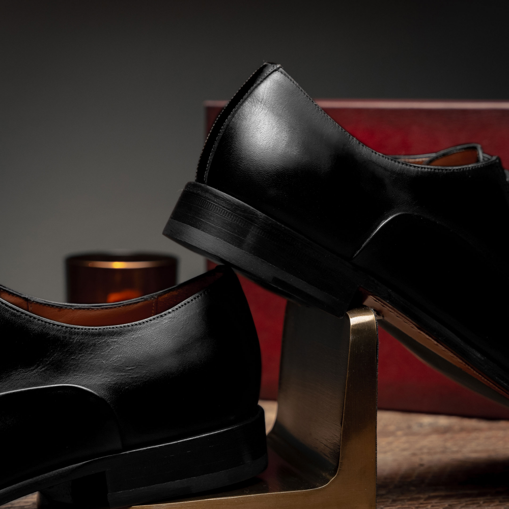 Mezlan Calfskin Folded-Seam Oxfords Black (E20245)