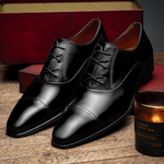 Mezlan Calfskin Folded-Seam Oxfords Black (E20245)