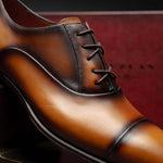 Mezlan Calfskin Folded-Seam Oxfords Cognac (E20245)