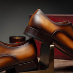 Mezlan Calfskin Folded-Seam Oxfords Cognac (E20245)