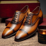 Mezlan Calfskin Folded-Seam Oxfords Cognac (E20245)