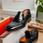 Santoni Penny Loafers Black