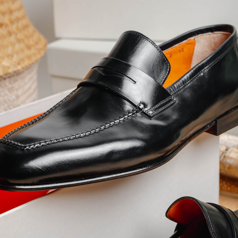 Santoni Penny Loafers Black