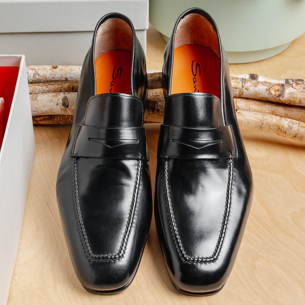 Santoni Fox 1 Penny Loafers Black