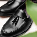 Zelli Franco Calfskin Hand Painted Tassel Loafers Black (15-586-BLK)