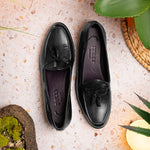 Zelli Franco Calfskin Hand Painted Tassel Loafers Black (15-586-BLK)