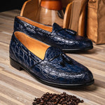 Zelli Franco Crocodile Tassel Loafers Navy (11-582-NVY)