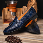 Zelli Franco Crocodile Tassel Loafers Navy (11-582-NVY)