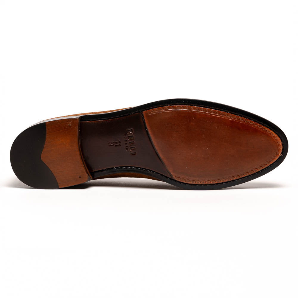  Zelli Franco Suede Tassel Loafers Tobacco