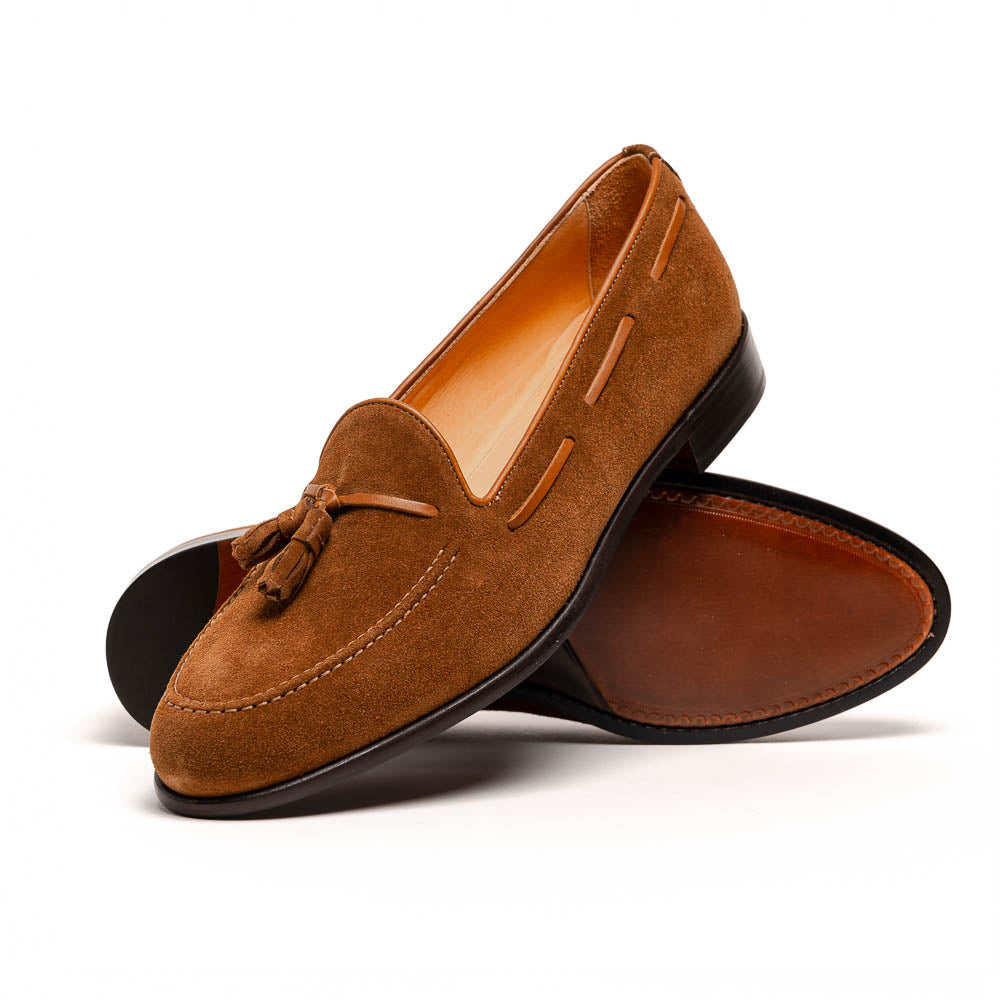 Zelli Franco Suede Tassel Loafers Tobacco (16-583-TAB)