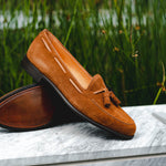  Zelli Franco Suede Tassel Loafers Tobacco