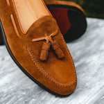  Zelli Franco Suede Tassel Loafers Tobacco