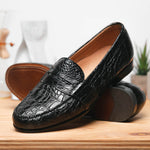 Alan Payne Franco II Genuine Crocodile Loafers Black