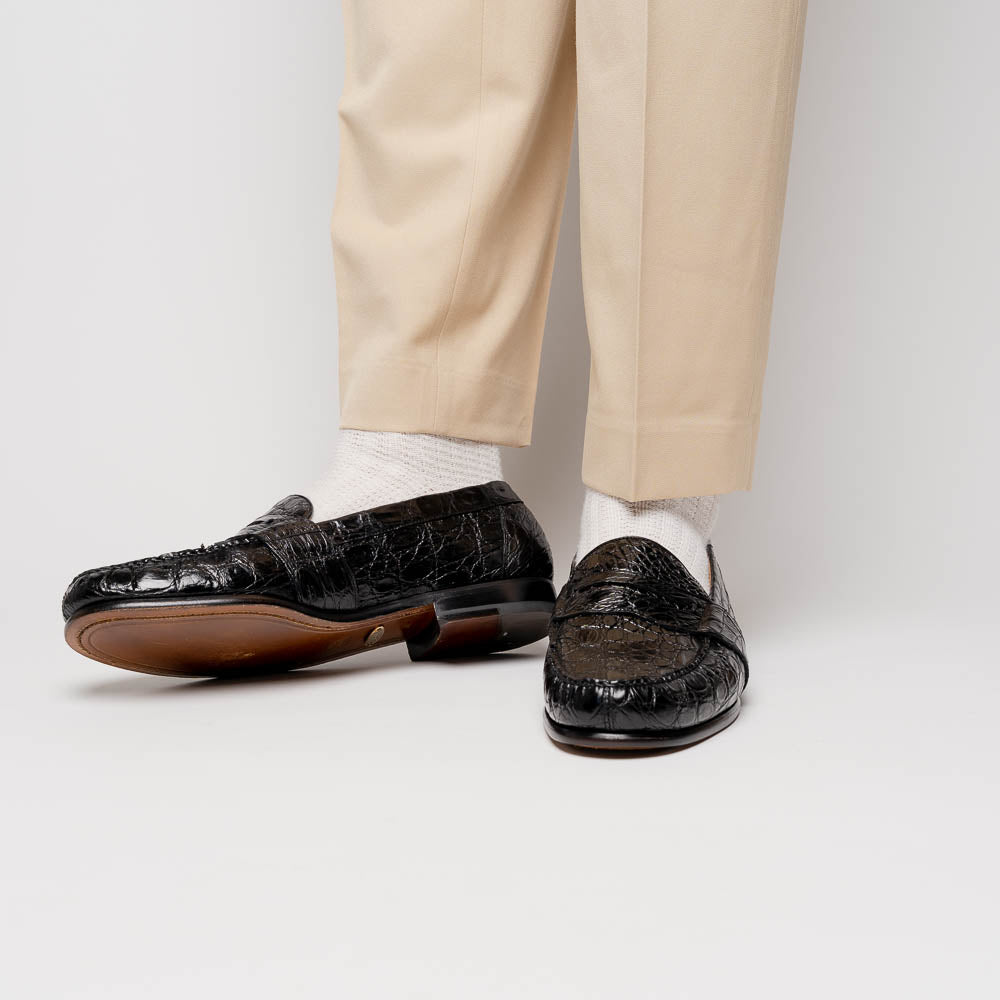 Alan Payne Franco II Genuine Crocodile Loafers Black